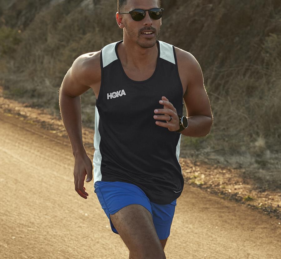 Hoka One One Mens Shorts - Performance - Blue - PLEF15026